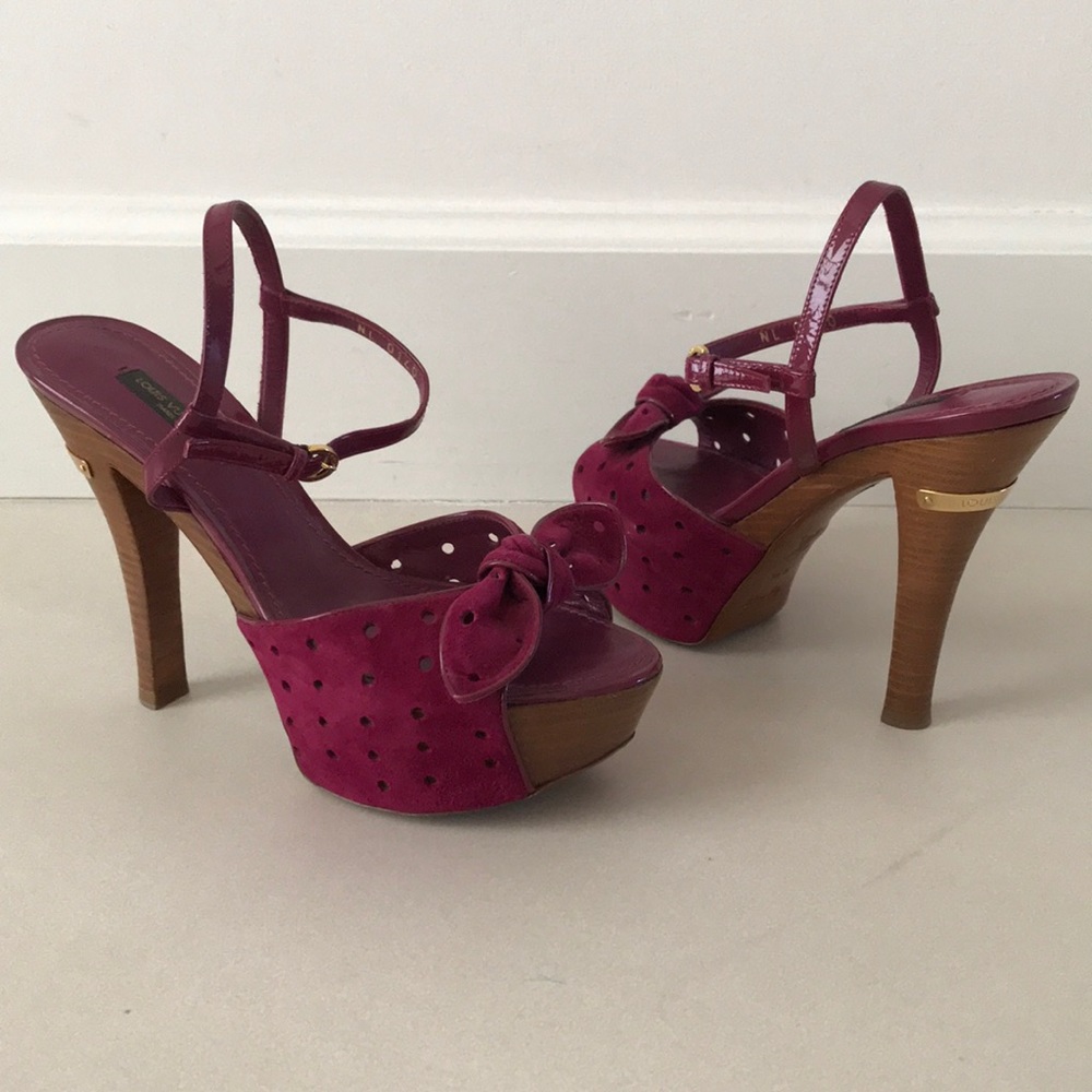 Louis Vuitton Suede Platform peep toe sandal